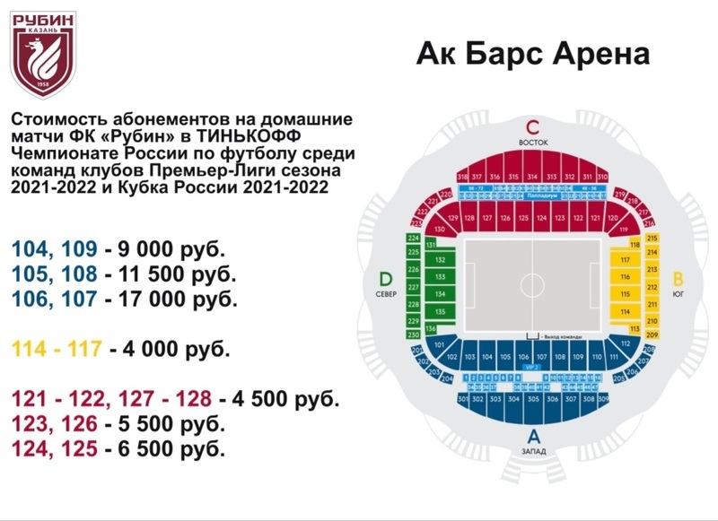 Ак барс арена схема мест по секторам